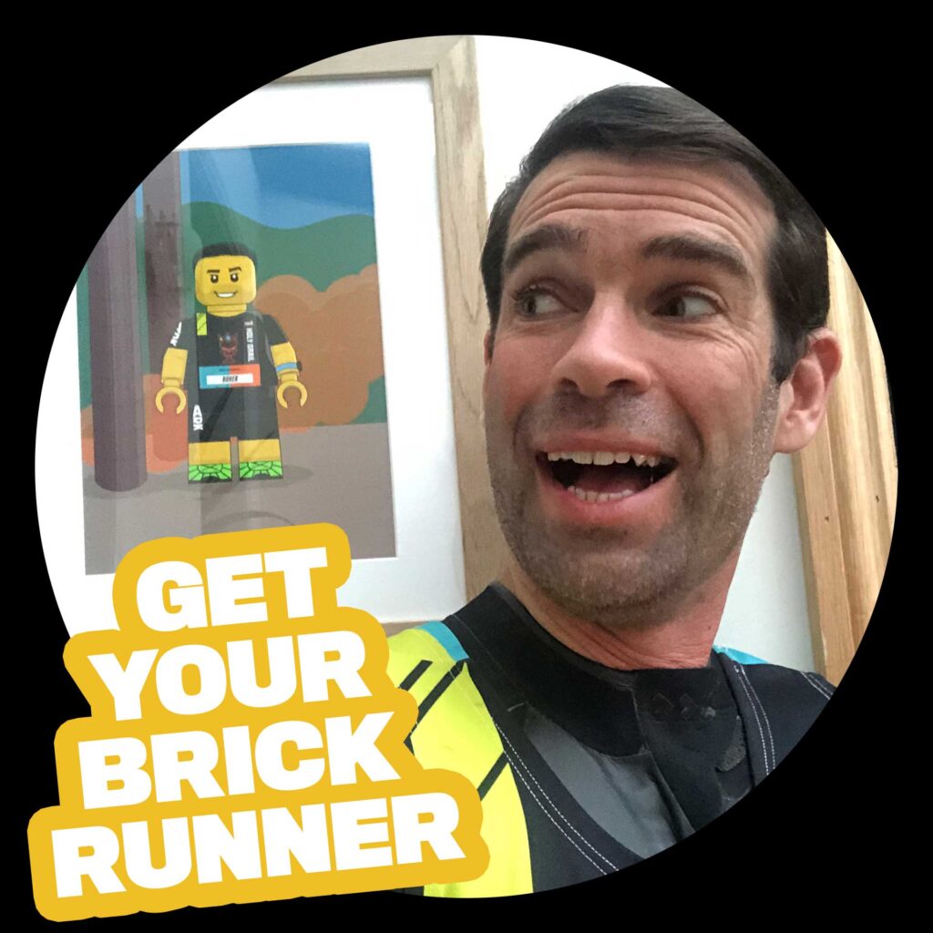 Get Your BrickRunner - picture of customer smiling next to their printed BrickRunner picture